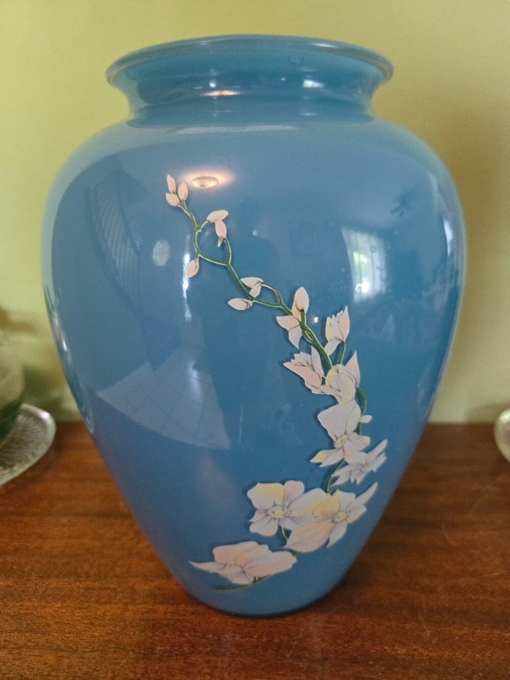 Vintage Blue Art Glass Flared Rim Floral Vase 9.5"